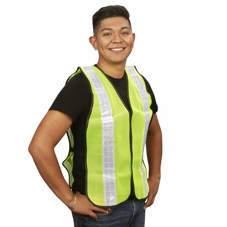CORDOVA Safety Vest, Non-Rated, 2 in. Reflective Strip - High-Vis Lime V121W